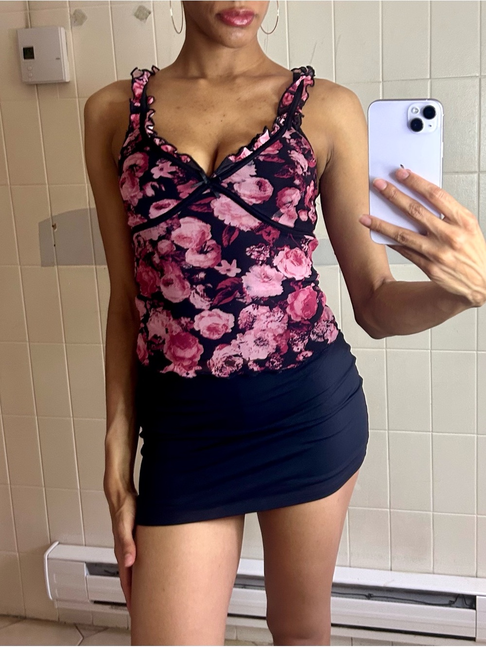 Pink Floral Ruffle Cami - Picture 2 of 6